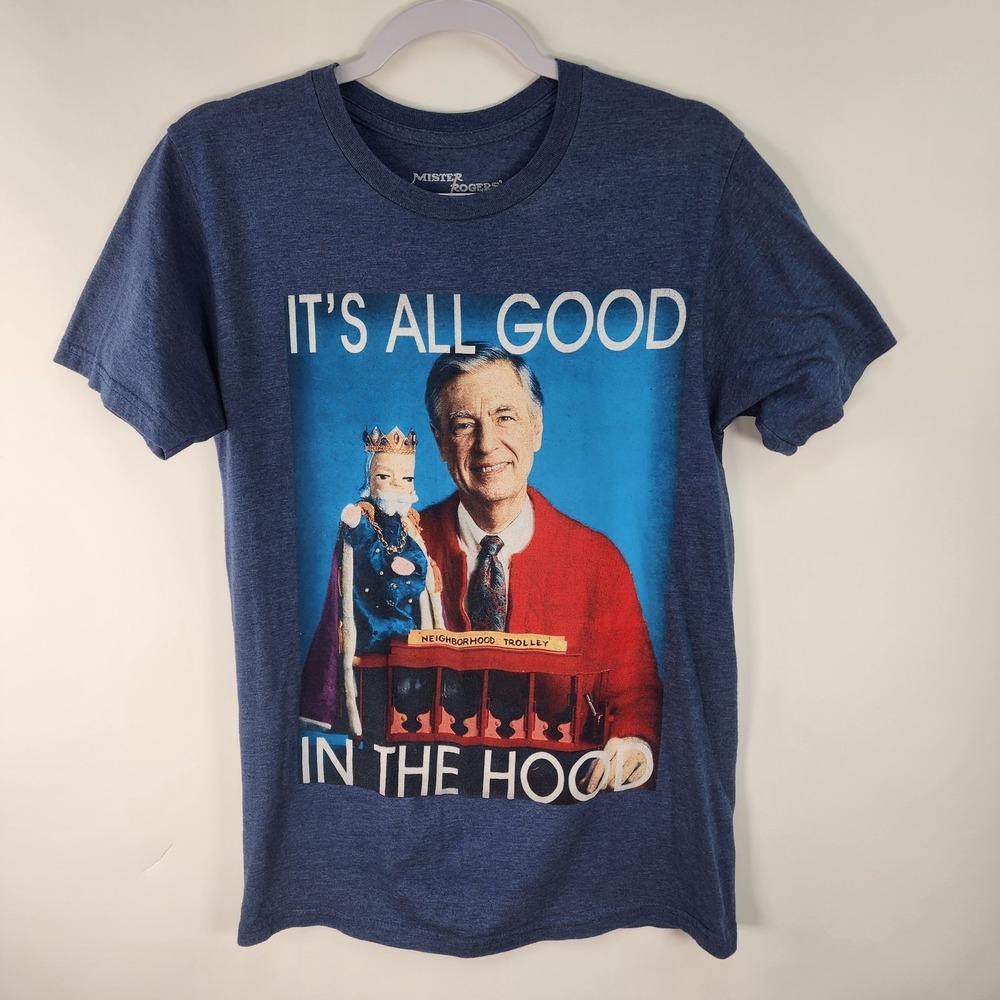 Mister Rogers Neighborhood Shirt Adult Small Blue All Good in the Hood Graphic
